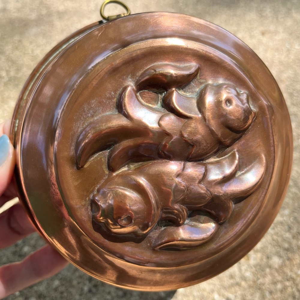 Mid Century Modern Vintage Copper Koi Fish Mold Wall Hanging  Italian Italy